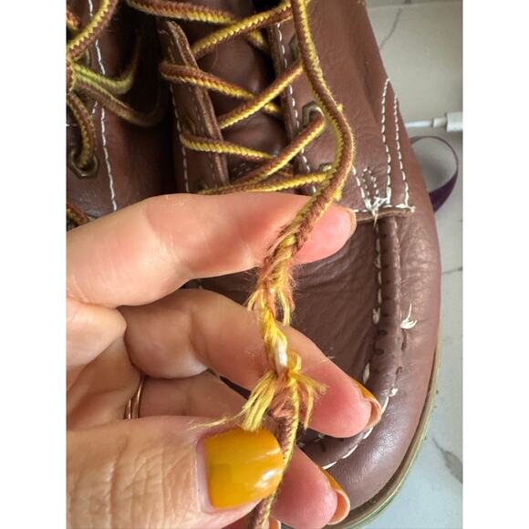 Hytest FootRests Women's Leather Moc Toe Lug Sole Work Boots - Brown US 7.5 - Picture 6 of 7